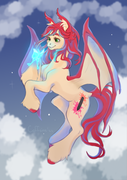 Size: 1273x1800 | Tagged: safe, artist:omesore, derpibooru import, oc, oc:airiniblock, bat pony, original species, cute, image, png, solo