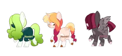 Size: 1666x762 | Tagged: safe, artist:moonert, derpibooru import, oc, unofficial characters only, earth pony, pegasus, pony, unicorn, base used, colored hooves, earth pony oc, hair over eyes, horn, image, pegasus oc, png, simple background, transparent background, unicorn oc, wings