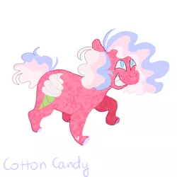 Size: 640x640 | Tagged: safe, artist:skyefal, derpibooru import, earth pony, pony, blue eyes, chonk, chubby, colored hooves, cotton candy, curly hair, g3, image, pink coat, png, poofy mane, simple background, smiling, white background