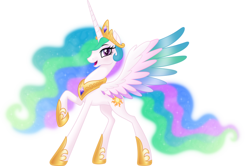 Size: 11572x7835 | Tagged: safe, artist:negatif22, derpibooru import, princess celestia, alicorn, pony, absurd resolution, colored wings, ethereal mane, female, image, jewelry, mare, png, regalia, simple background, solo, spread wings, transparent background, vector, wings