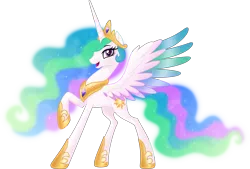 Size: 11572x7835 | Tagged: safe, artist:negatif22, derpibooru import, princess celestia, alicorn, pony, absurd resolution, colored wings, ethereal mane, female, image, jewelry, mare, png, regalia, simple background, solo, spread wings, transparent background, vector, wings