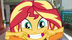 Size: 1920x1080 | Tagged: safe, artist:rarityvrymercollectiveoriginals, derpibooru import, sunset shimmer, equestria girls, equestria girls series, rollercoaster of friendship, image, irl, photo, png, sunset shimmer is best facemaker