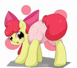 Size: 2868x2540 | Tagged: safe, artist:up_p_ab, derpibooru import, apple bloom, earth pony, pony, bloomers, blushing, female, filly, foal, image, jpeg, looking at you, looking back, looking back at you, solo