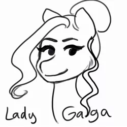Size: 2000x2000 | Tagged: safe, artist:katputze, derpibooru import, ponified, earth pony, pony, black and white, bust, female, grayscale, image, jpeg, lady gaga, mare, monochrome, simple background, sketch, smiling, solo, white background