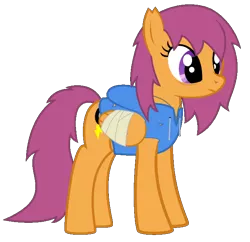 Size: 678x655 | Tagged: safe, artist:bronydanceparty, derpibooru import, scootaloo, oc, oc:absentia, pegasus, pony, fanfic:pegasus device, bandage, clothes, female, hoodie, image, mare, older, png, simple background, solo, transparent background, wings