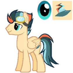 Size: 600x600 | Tagged: safe, derpibooru import, oc, oc:turbo swifter, unofficial characters only, pegasus, pony, cutie mark, goggles, image, male, multicolored hair, pegasus oc, png, simple background, solo, stallion, standing, transparent background, vector, wings