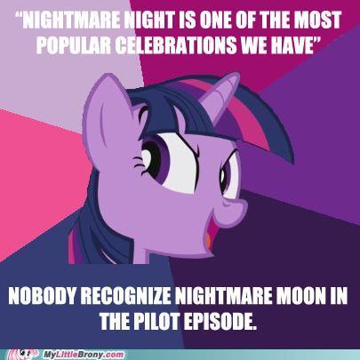 Size: 405x405 | Tagged: safe, derpibooru import, twilight sparkle, pony, unicorn, friendship is magic, luna eclipsed, artifact, caption, female, image, image macro, impact font, implied nightmare moon, jpeg, meme, my little brony, nightmare night, quality, text, unicorn twilight, watermark