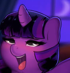 Size: 238x247 | Tagged: suggestive, artist:zonkpunch, derpibooru import, edit, twilight sparkle, pony, unicorn, ahegao, blushing, cropped, drool, explicit source, female, horn, image, jpeg, mare, moon, night, open mouth, smiling, tongue out, unicorn twilight