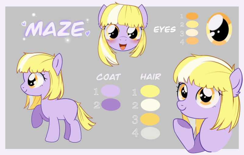 Size: 3144x2000 | Tagged: safe, artist:kego, derpibooru import, oc, oc:maze, unofficial characters only, earth pony, pony, blushing, commission, female, filly, foal, happy, image, looking at you, png, reference sheet, simple background, yellow mane