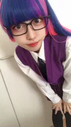 Size: 1440x2560 | Tagged: safe, artist:h2o_omz, artist:jellyfish_k_r_g, derpibooru import, twilight sparkle, human, clothes, cosplay, costume, glasses, image, irl, irl human, jpeg, photo