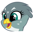 Size: 128x128 | Tagged: safe, artist:the smiling pony, derpibooru import, gabby, gryphon, derpibooru, .svg available, bust, cute, derpibooru badge, female, gabbybetes, image, meta, open mouth, open smile, png, portrait, simple background, smiling, solo, transparent background, vector