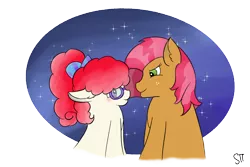 Size: 1800x1200 | Tagged: safe, artist:schumette14, derpibooru import, babs seed, twist, adult, babstwist, couple, female, image, lesbian, love, png, shipping, stars