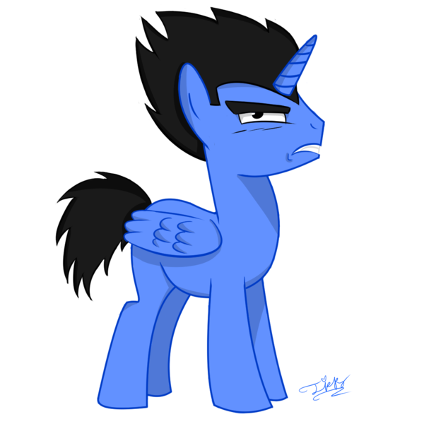 Size: 1100x1100 | Tagged: safe, artist:thetrippytippy, derpibooru import, ponified, alicorn, pony, crossover, dragon ball, frown, horn, image, male, png, signature, simple background, stallion, transparent background, vegeta, wings