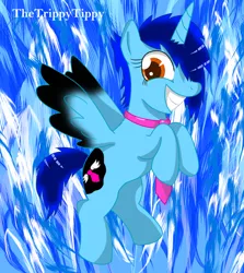 Size: 848x950 | Tagged: safe, artist:thetrippytippy, derpibooru import, oc, oc:tiefly, unofficial characters only, alicorn, pony, female, flying, horn, image, mare, necktie, png, smiling, spread wings, wings