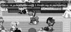 Size: 1600x720 | Tagged: safe, artist:topsangtheman, derpibooru import, oc, earth pony, pony, pony town, rarity investigates, image, jpeg, looking at you, monochrome, solo