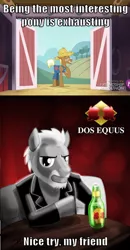 Size: 365x700 | Tagged: safe, derpibooru import, trenderhoof, ponified, pony, unicorn, simple ways, alcohol, beer, caption, dos equis, image, image macro, logo, male, meme, png, ponified meme, text, the most interesting man in the world