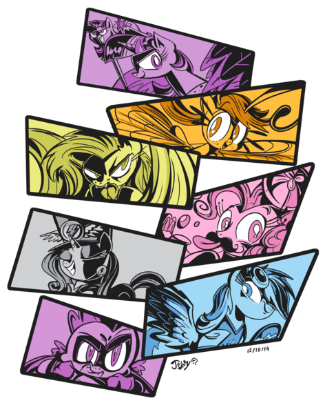 Size: 2354x2993 | Tagged: safe, artist:jowybean, derpibooru import, applejack, fluttershy, gummy, humdrum, pinkie pie, rainbow dash, rarity, spike, twilight sparkle, twilight sparkle (alicorn), alicorn, bat pony, pony, bats!, it ain't easy being breezies, power ponies (episode), princess twilight sparkle (episode), ancient wonderbolts uniform, bat ponified, clothes, facial hair, female, flutterbat, image, mane seven, mane six, mare, moustache, png, power ponies, race swap, scepter, sgt. rarity, tongue out, twilight scepter, uniform