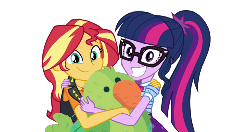 Size: 1920x1080 | Tagged: safe, artist:rarityvrymercollectiveoriginals, derpibooru import, edit, edited screencap, screencap, sci-twi, sunset shimmer, twilight sparkle, bird, parakeet, equestria girls, equestria girls series, holidays unwrapped, spoiler:eqg series (season 2), 1920x1080, background removed, dashing through the mall, geode of empathy, geode of telekinesis, image, magical geodes, not a vector, png, simple background, table, transparent background