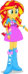 Size: 550x1453 | Tagged: safe, artist:dustinwatsongkx, derpibooru import, sunset shimmer, equestria girls, boots, clothes, clothes swap, high heel boots, image, jacket, png, shirt, shoes, simple background, skirt, solo, transparent background