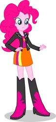 Size: 606x1318 | Tagged: safe, artist:dustinwatsongkx, derpibooru import, pinkie pie, equestria girls, boots, clothes, clothes swap, high heel boots, image, jacket, leather jacket, png, shirt, shoes, simple background, skirt, solo, transparent background