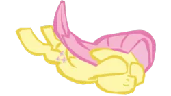 Size: 1280x719 | Tagged: safe, artist:benpictures1, artist:chedx, derpibooru import, fluttershy, pegasus, pony, covering eyes, cute, ears, falling, female, floppy ears, image, inkscape, mare, png, scared, shyabetes, simple background, solo, transparent background, vector, wavy mouth