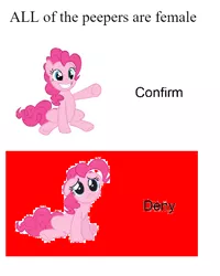 Size: 576x720 | Tagged: safe, derpibooru import, editor:wonderwolf51, pinkie pie, denial, denied, image, mistake, mistaken gender, mistakes were made, png, protest