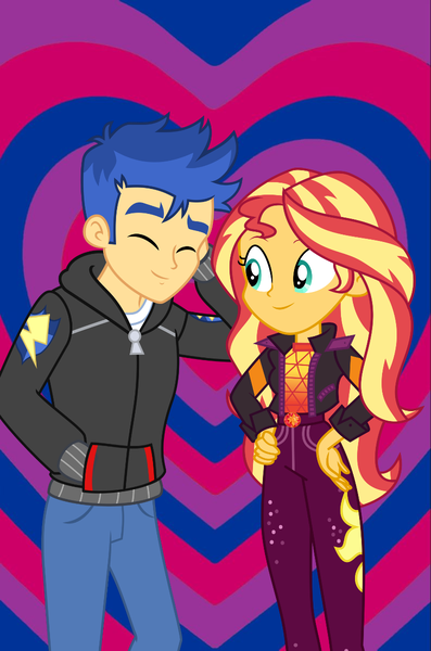 Size: 794x1200 | Tagged: safe, artist:themexicanpunisher, derpibooru import, flash sentry, sunset shimmer, equestria girls, female, flashimmer, image, male, png, shipping, straight