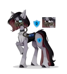 Size: 3189x3543 | Tagged: safe, artist:buvanybu, derpibooru import, oc, oc:jewel bracer, unofficial characters only, earth pony, air tank, chaos star, chest fluff, clothes, earth pony oc, female, image, mask, png, reference, respirator, scanner, simple background, solo, solo female, transparent background, vest