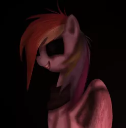 Size: 1048x1062 | Tagged: grimdark, artist:myhysteria, derpibooru import, rainbow dash, scootaloo, pegasus, pony, bandana, black background, creepypasta, crying, eye reflection, female, filly, foal, image, mare, png, reflection, scared, simple background, smiling, wings, zalgo