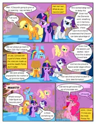 Size: 612x792 | Tagged: safe, derpibooru import, edit, edited screencap, screencap, applejack, fluttershy, pinkie pie, rainbow dash, rarity, twilight sparkle, earth pony, pegasus, pony, unicorn, comic:friendship is dragons, the return of harmony, chocolate, chocolate milk, chocolate rain, comic, dialogue, element of magic, flying, food, hat, image, mane six, milk, png, rain, screencap comic, tongue out, unicorn twilight