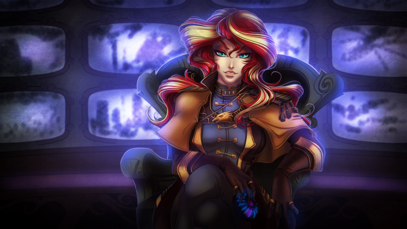 Size: 3080x1733 | Tagged: safe, artist:limreiart, derpibooru import, sunset shimmer, human, equestria girls, crossover, cute, empress, humanized, image, png, shimmerbetes, solo, starcraft, starcraft 2, throne, video game crossover