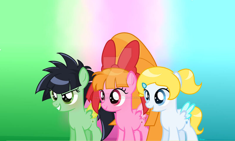 Size: 1280x767 | Tagged: safe, artist:amicasecret-yt, derpibooru import, ponified, pony, blossom (powerpuff girls), bubbles (powerpuff girls), buttercup (powerpuff girls), deviantart watermark, female, filly, foal, image, jpeg, obtrusive watermark, powerpuff girls z, the powerpuff girls, watermark