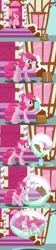 Size: 2400x10800 | Tagged: safe, artist:bladedragoon7575, derpibooru import, pinkie pie, earth pony, pony, :d, ^^, blowing bubbles, bondage, bubble, comic, encasement, eyes closed, floating heart, heart, high res, image, in bubble, one eye closed, open mouth, open smile, package, paper, pinkie being pinkie, png, question mark, sequence, simple background, sitting, smiling, spread wings, squishy, sugarcube corner, wavy mouth, wings
