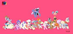 Size: 4398x2070 | Tagged: safe, artist:jowybean, derpibooru import, doctor muffin top, john bull, lemon daze, lucky clover, madden, millie, mr. waddle, peachy petal, picture frame (character), picture perfect, pound cake, purple wave, rivet, shortround, soigne folio, swan song, zecora, earth pony, pegasus, pig, pony, zebra, colt, female, filly, foal, image, jpeg, lickety split (g4), male, mare, shamrock, simple background, stallion