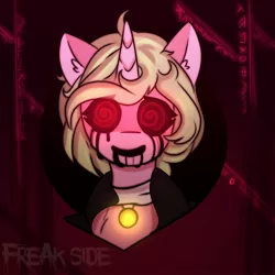 Size: 2000x2000 | Tagged: semi-grimdark, artist:freak-side, derpibooru import, oc, oc:rose wind, demon, bust, collar, image, jpeg, liquid darkness