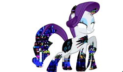 Size: 1415x833 | Tagged: safe, artist:monikaddlcgirl20, derpibooru import, rarity, pony, unicorn, corrupted, error, eyeshadow, female, glitch, image, makeup, mare, pibby, png, simple background, smiling, transparent background