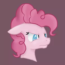 Size: 400x400 | Tagged: safe, artist:fluttergore, derpibooru import, pinkie pie, earth pony, pony, angry, bust, discorded, female, floppy ears, frown, image, mare, meanie pie, png, when she doesn't smile