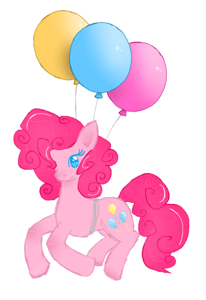 Size: 618x900 | Tagged: safe, artist:fluttergore, derpibooru import, pinkie pie, earth pony, pony, balloon, female, floating, flying, image, mare, png, simple background, smiling, then watch her balloons lift her up to the sky, transparent background