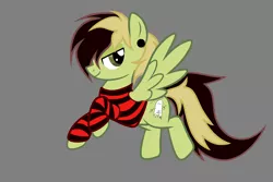 Size: 4134x2756 | Tagged: safe, artist:mxmx fw, derpibooru import, pegasus, clothes, emo, frank iero, green eyes, image, my chemical romance, piercing, png, simple background, solo, three cheers for sweet revenge, two toned mane