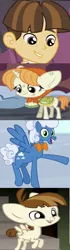 Size: 333x1192 | Tagged: safe, derpibooru import, edit, edited screencap, screencap, featherweight, fluffy clouds, the little match filly, wiz kid, pegasus, pony, unicorn, a hearth's warming tail, equestria girls, ponyville confidential, tanks for the memories, big ears, coincidence i think not, colt, comparison, faic, female, filly, flying, foal, happy, image, jpeg, male, smiling, spread wings, stallion, wings