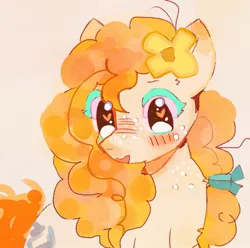 Size: 997x991 | Tagged: safe, artist:bug-roux, derpibooru import, pear butter, earth pony, pony, colored eyelashes, female, flower, flower in hair, heart, heart eyes, image, jpeg, mare, solo, wingding eyes