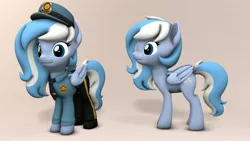 Size: 1920x1080 | Tagged: safe, artist:whiteskypony, derpibooru import, oc, oc:falling skies, pegasus, pony, 3d, female, image, jpeg, mare, police uniform, solo