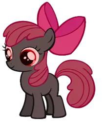 Size: 274x325 | Tagged: safe, artist:pika-robo, derpibooru import, apple bloom, earth pony, pony, undead, zombie, zombie pony, story of the blanks, blanked apple bloom, bow, female, filly, foal, hair bow, image, png, red eyes, simple background, smiling, transparent background