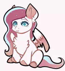 Size: 3000x3263 | Tagged: safe, artist:highrolleryt, derpibooru import, oc, unofficial characters only, pegasus, pony, chest fluff, colored hooves, ethereal mane, female, image, mare, pegasus oc, png, simple background, sitting, solo, starry mane, wide eyes, wings