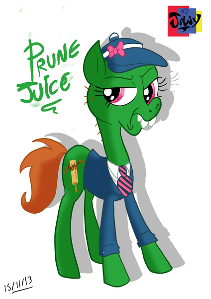 Size: 2480x3508 | Tagged: safe, artist:jowybean, derpibooru import, oc, oc:prune juice, unofficial characters only, earth pony, pony, 2013, bucktooth, clothes, earth pony oc, female, image, jpeg, mare, old art, solo