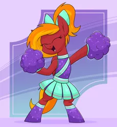 Size: 2448x2670 | Tagged: safe, artist:moonatik, derpibooru import, oc, oc:moonatik, unofficial characters only, pegasus, pony, semi-anthro, abstract background, bow, cheerleader, cheerleader outfit, clothes, crossdressing, eyelashes, femboy, girly, image, male, pegasus oc, png, pom pom, ponytail, skirt, socks, solo, stallion, wings