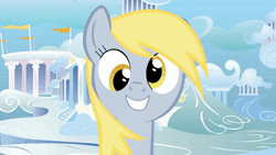 Size: 1920x1080 | Tagged: safe, artist:jitterbugjive, derpibooru import, derpy hooves, pegasus, pony, 2012, animated, blinking, cloudsdale, cross-eyed, cute, derpabetes, derpylicious, female, grin, image, looking at you, mare, nostalgia, show accurate, smiling, solo, sound, talking, twilightlicious, wall eyed, webm, youtube link, youtube video