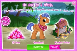 Size: 1031x688 | Tagged: safe, derpibooru import, official, spearhead, earth pony, pony, advertisement, clothes, costs real money, gameloft, gem, image, male, png, scarf, stallion