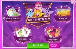 Size: 1040x669 | Tagged: safe, derpibooru import, official, apple bloom, pinkie pie, rainbow dash, scootaloo, twilight sparkle, advertisement, costs real money, gameloft, image, png