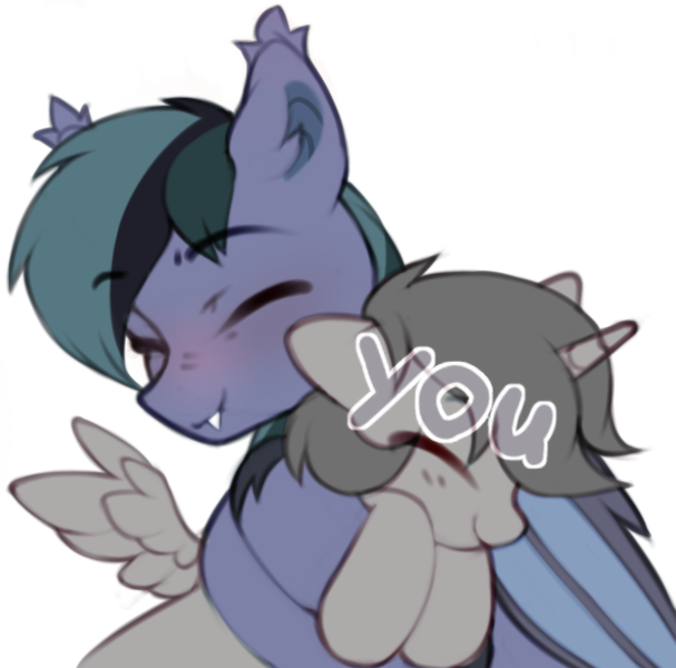 Size: 609x602 | Tagged: safe, artist:astralblues, derpibooru import, oc, oc:scrimmy, unofficial characters only, bat pony, pony, bat pony oc, bat wings, commission, eyes closed, fangs, hug, image, male, png, simple background, smiling, stallion, transparent background, unshorn fetlocks, wings, your character here